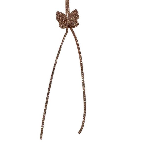 ⭐️3/$25⭐️ Brand New Rose Gold Tone Rhinestone Butterfly Sliding Necklace - Picture 2 of 4